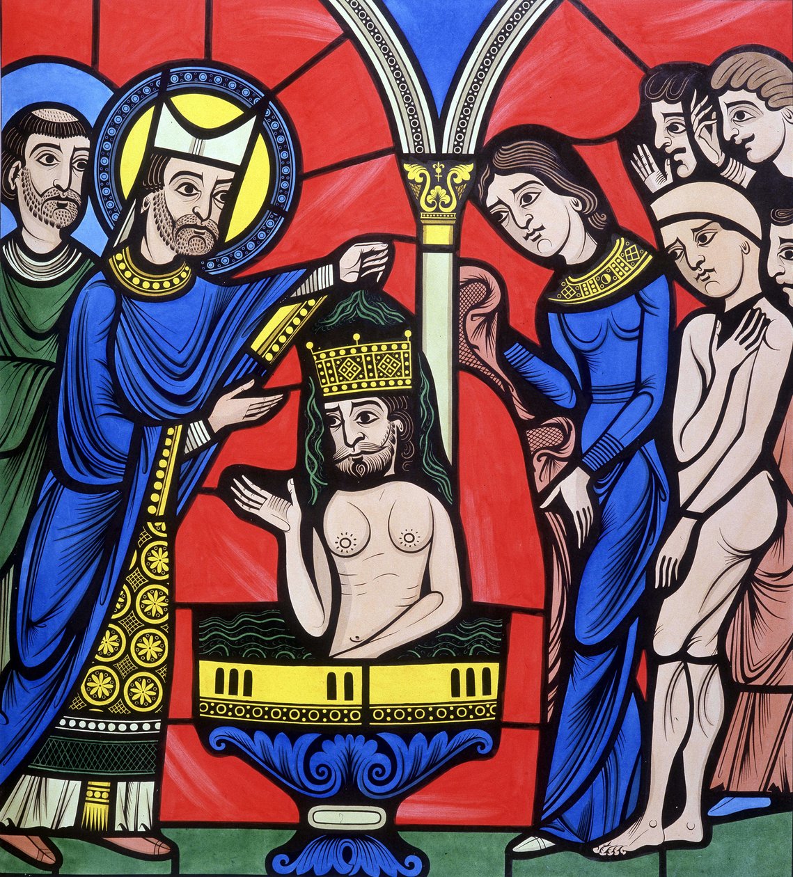 Die Taufe Christi. Hochschule ähnelt einem Glasfenster der Kathedrale von Le Mans. Nachzeichnung des 19. Jahrhunderts von Unknown artist