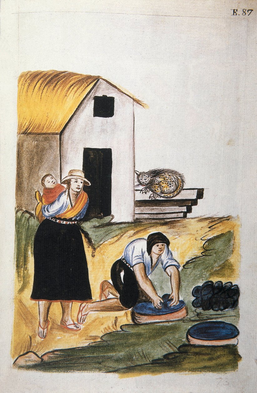 Die Wollfärberei, aus dem Buch "Trujillo del Peru" oder "Códice Martínez Compañón", von Baltazar Martinez Compañón y Bujanda, Bischof von Trujillo (1782-1785) von Unknown artist