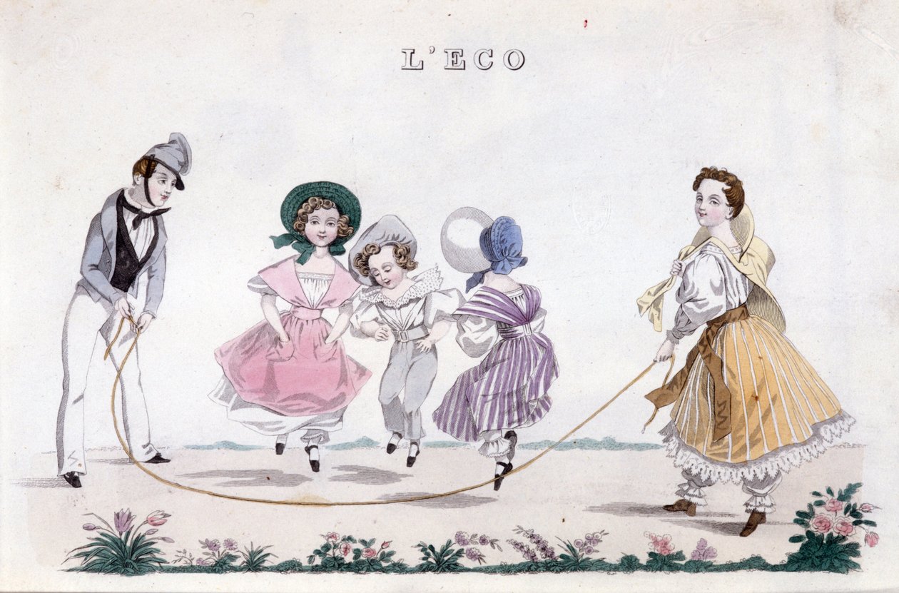 Das Seilspringen, Gruppe von Kindern der Bourgeoisie beim Spielen von Unknown artist