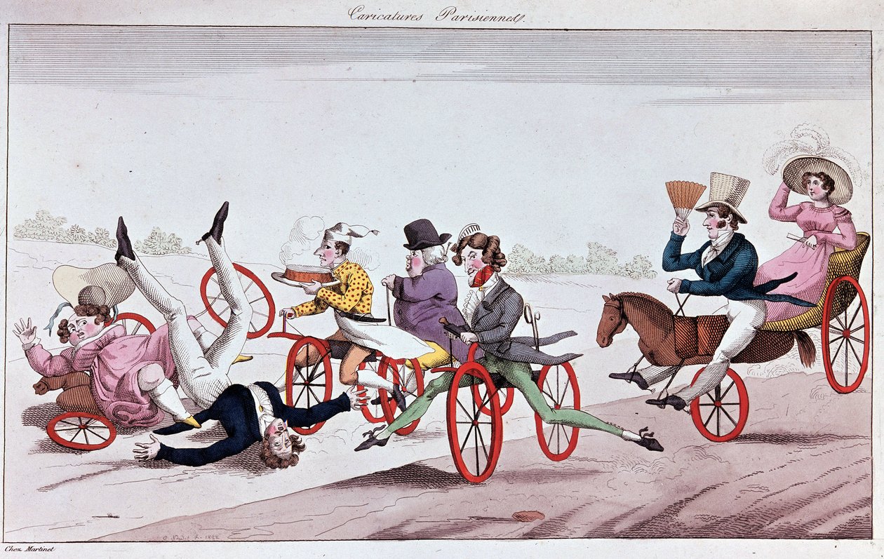 Die Freuden und Unannehmlichkeiten von Velocipeden und oriferischen Pferden von Unknown artist