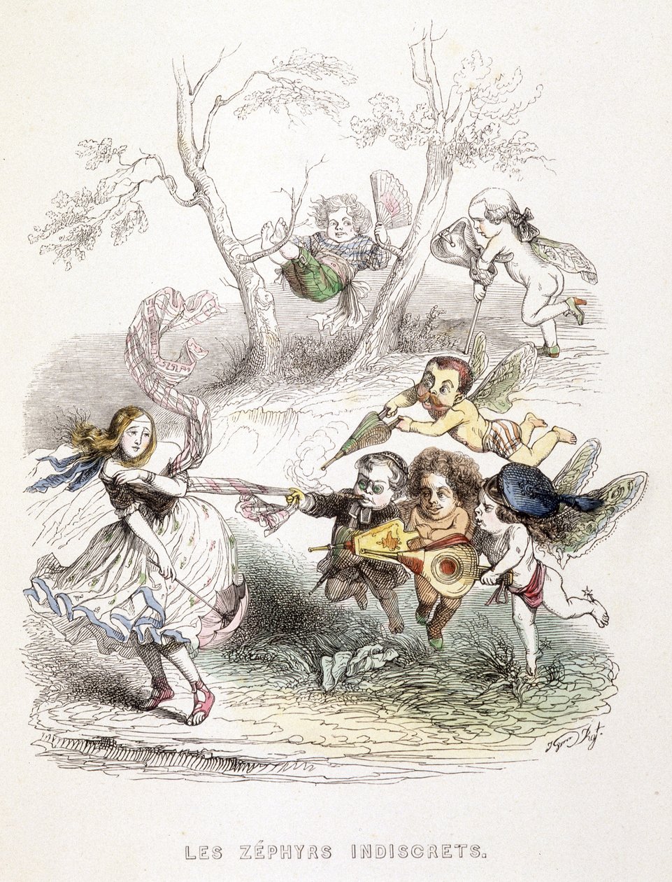 Die neugierigen Zephyre - Gravur von Unknown artist
