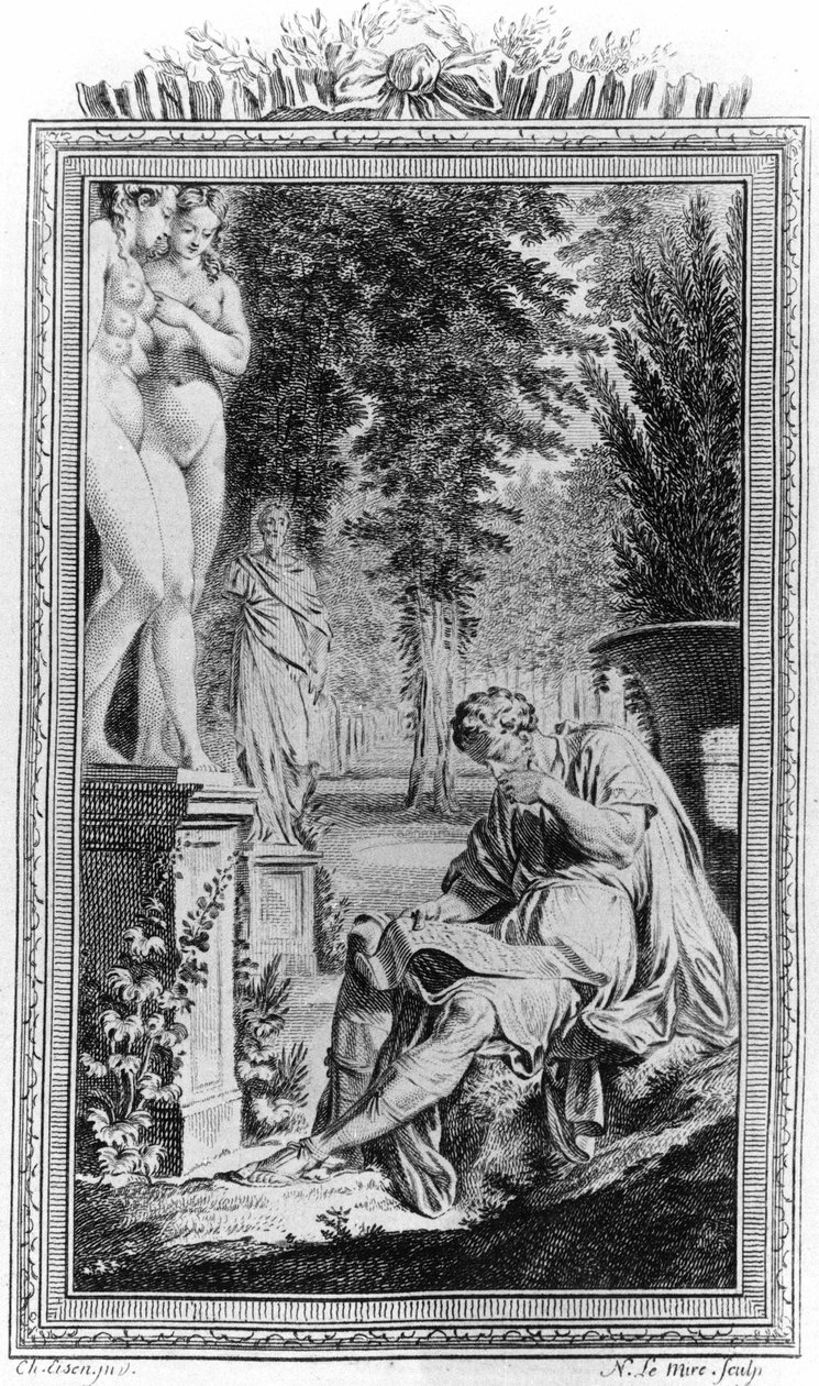 Titus Lucretius Carus (Lukrez) römischer Philosoph und Dichter in „De Rerum natura“, Gravur aus dem 18. Jahrhundert. von Unknown artist