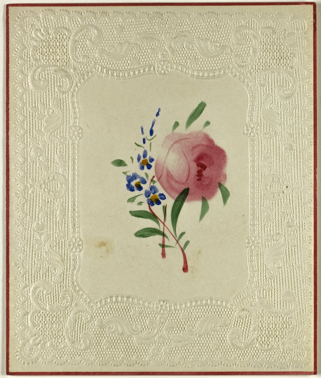 Unbetiteltes Valentinsmotiv (Große rosa und kleine blaue Blumen) von Unknown artist