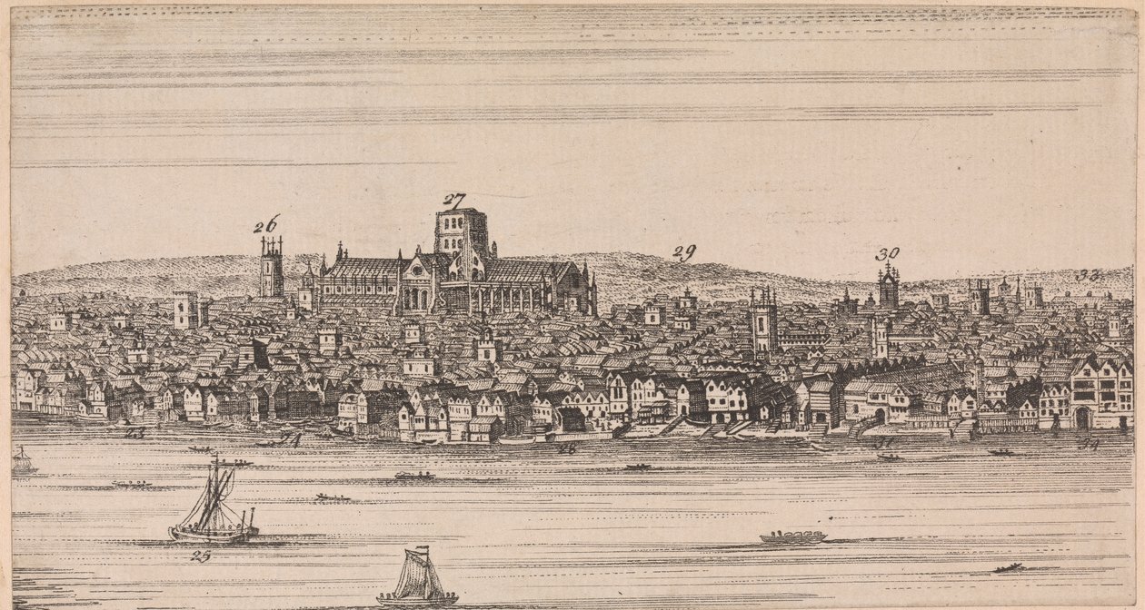 Blick auf die alte St. Pauls über den Fluss von Unknown artist