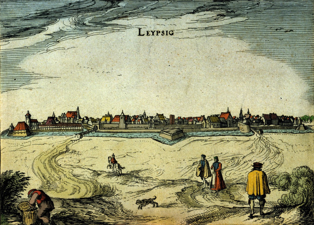 Ansicht der Stadt Leipzig in Deutschland. Gravur des 18. Jahrhunderts von Unknown artist