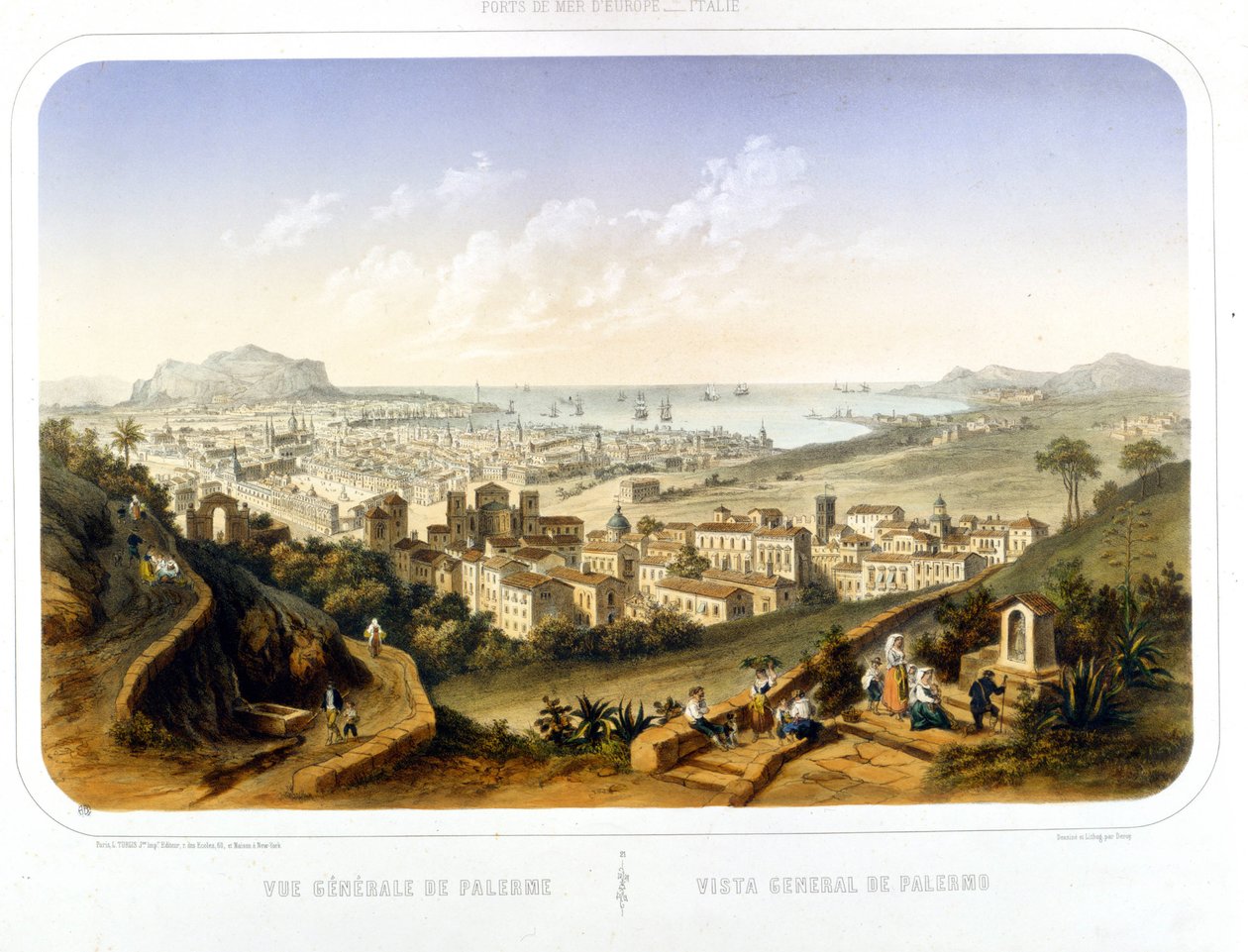 Ansicht der Stadt Palermo. 1850. Gravur von 1860 von Unknown artist