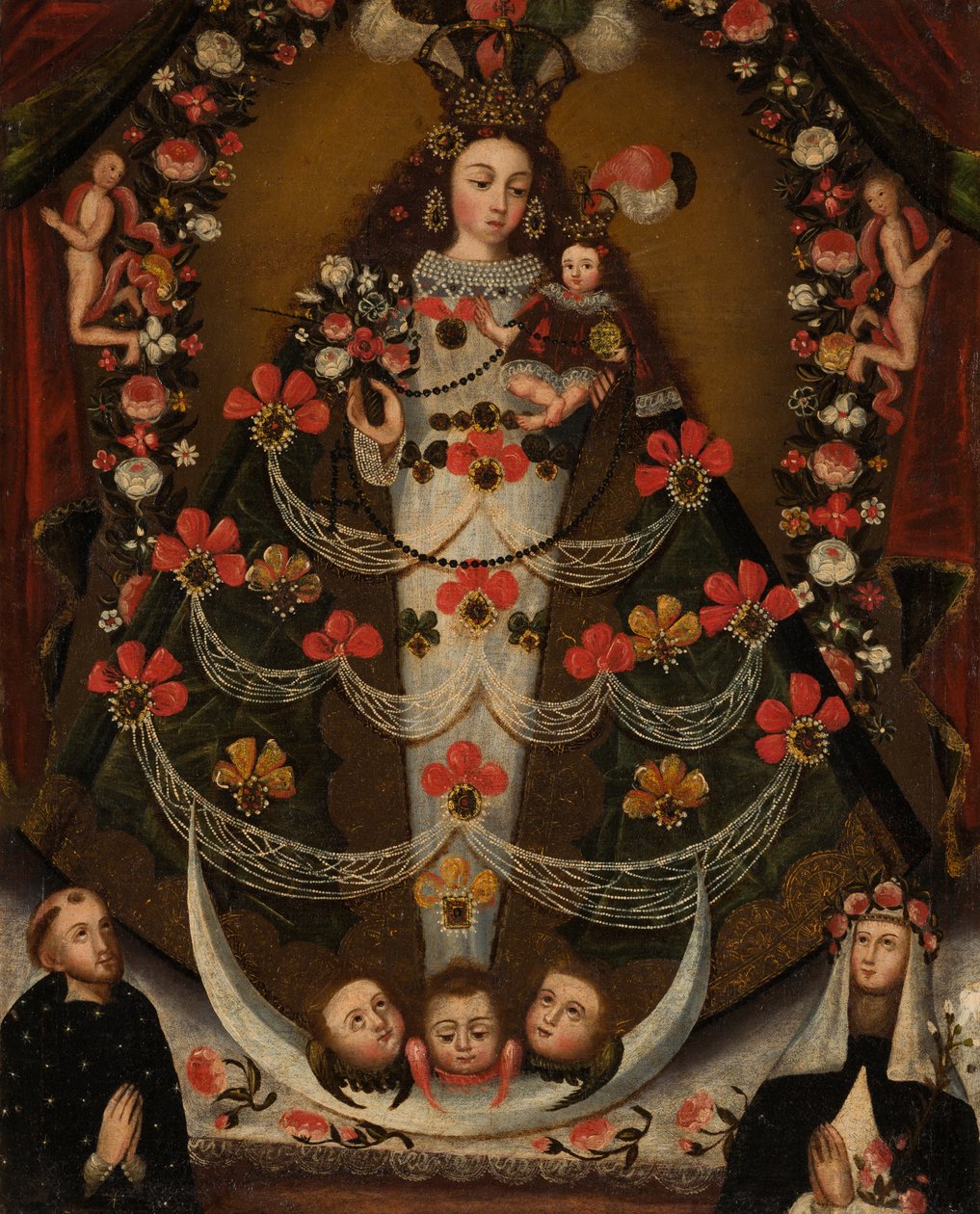 Jungfrau von Pomata mit St. Nikolaus Tolentino und St. Rosa von Lima von Unknown artist