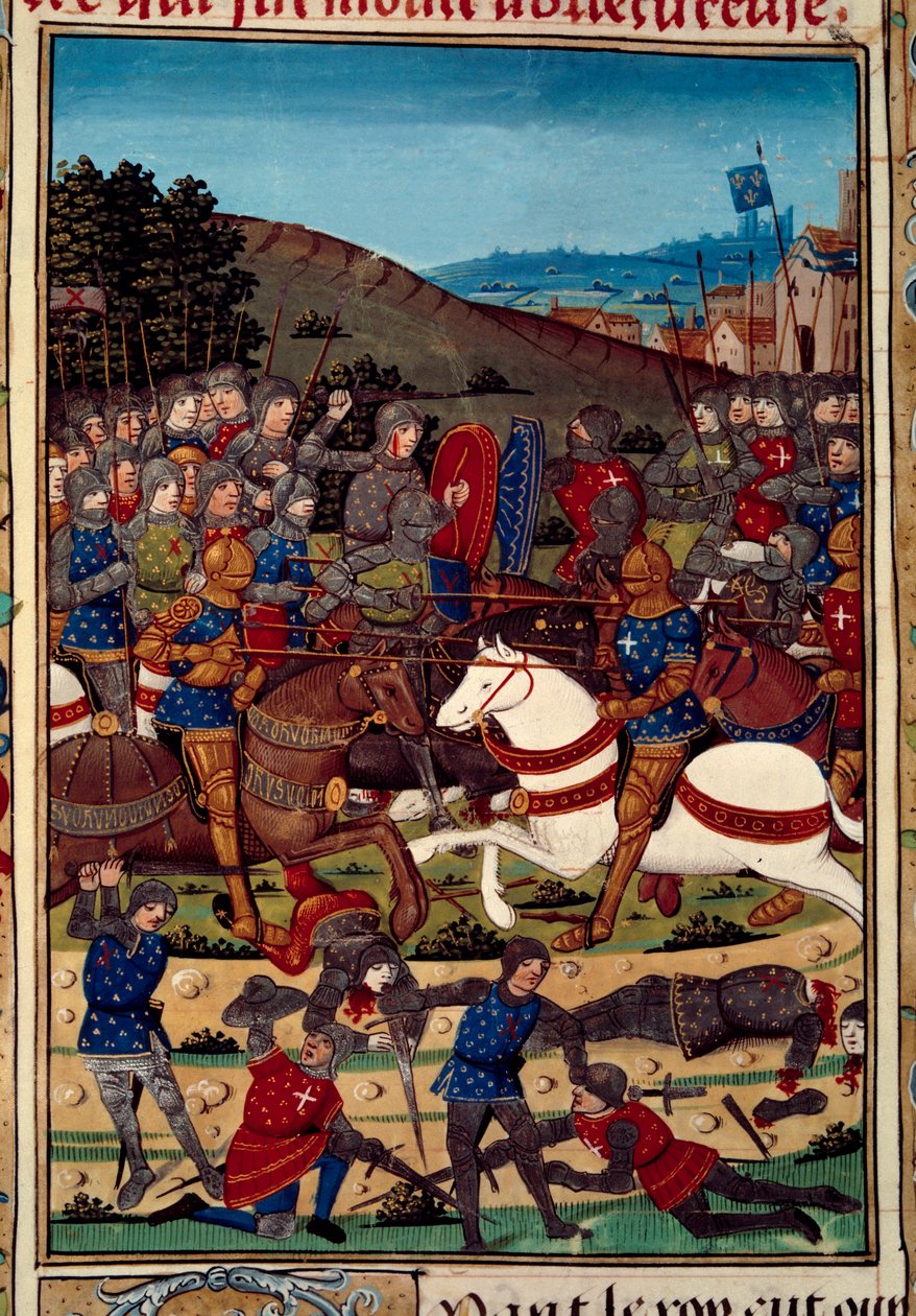 Krieg der Liga des Gemeinwohls: Die Schlacht von Montlhéry am 16.07.1465 zwischen Ludwig XI. (1423-1483) und Karl, Graf von Charolais (1433-1477). Miniatur aus dem Manuskript 