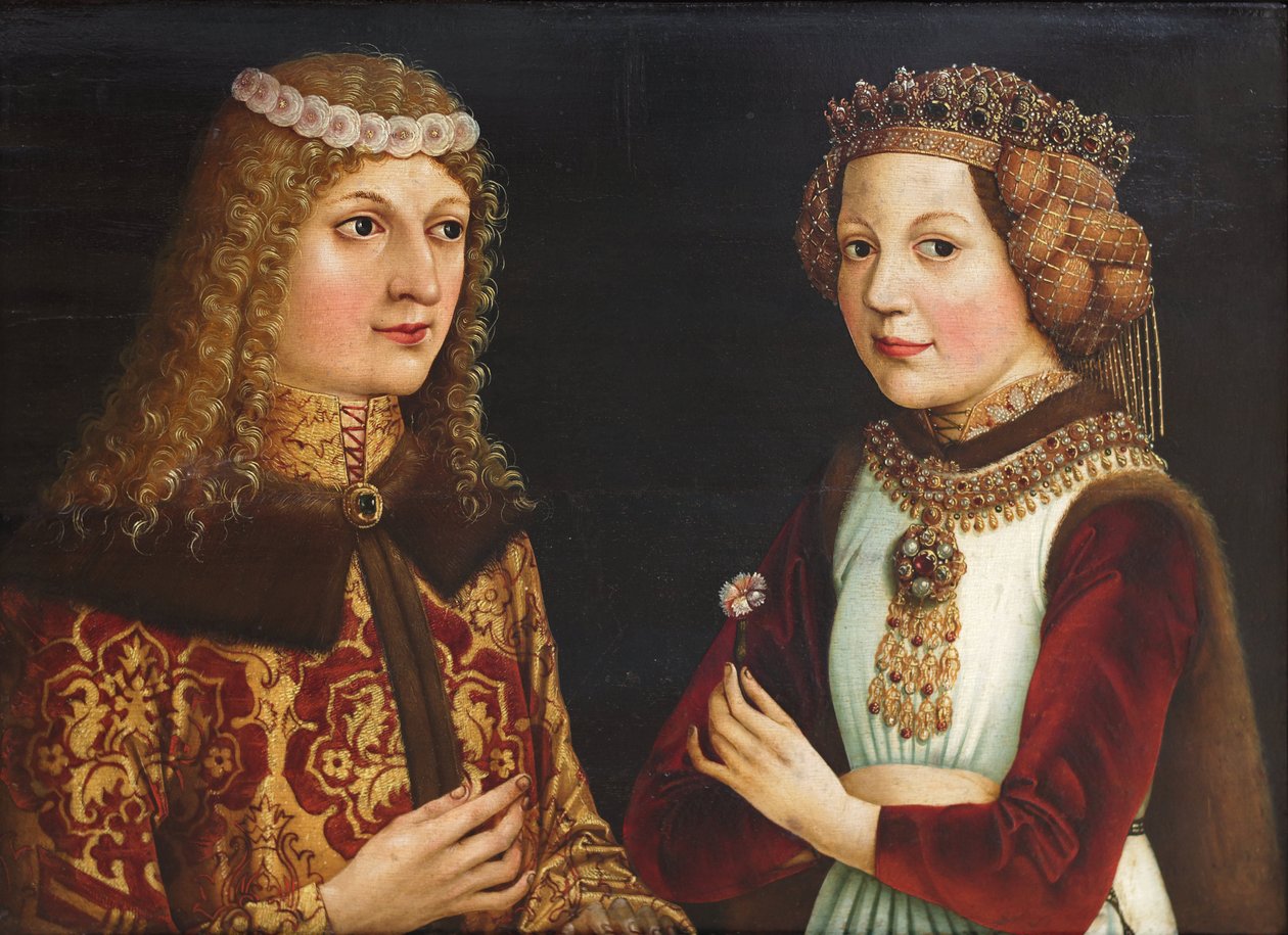 Hochzeitsporträt von Ladislaus dem Posthumen und Magdalena von Valois - Anonym - 1457 - Szépművészeti Múzeum, Budapest von Unknown artist