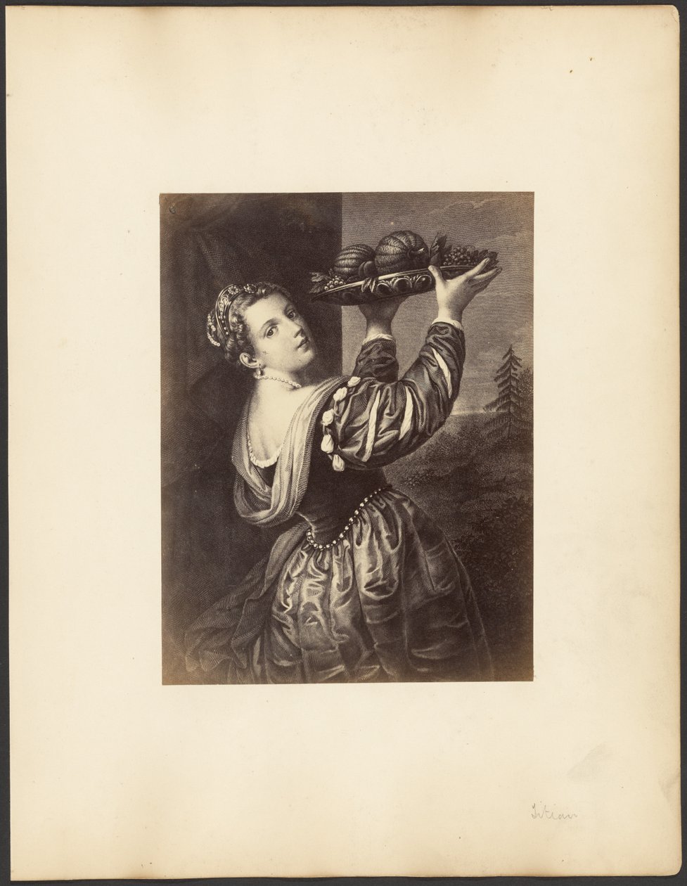 Arbeit nach Tizians "Mädchen mit einer Obstschale" von Unknown artist