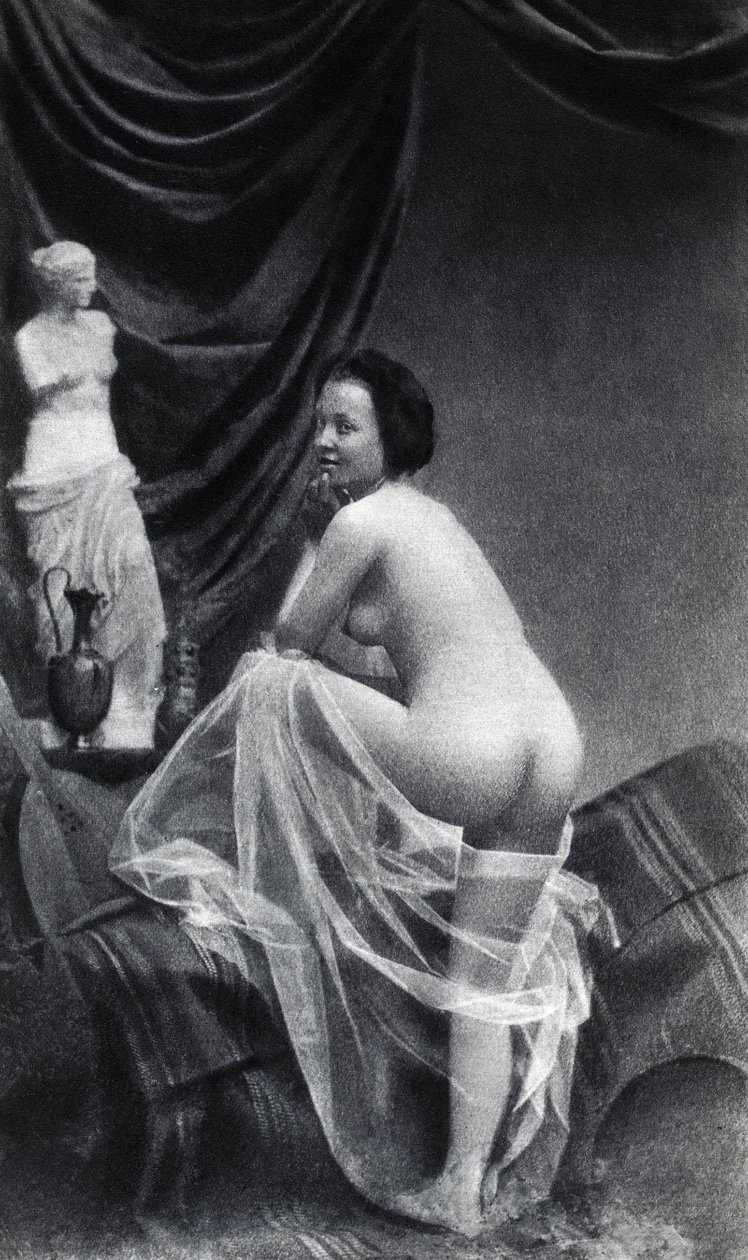 Nackte Frau posierend von hinten um 1855 Anonyme Fotografie von Unknown photographer