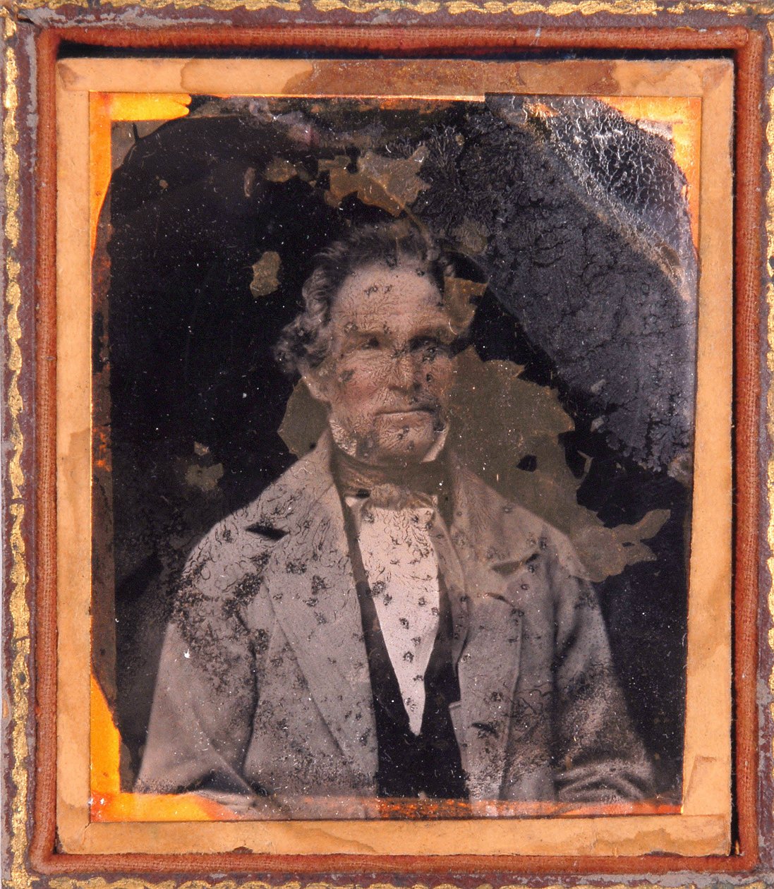 Porträt eines Mannes. Daguerreotypie (Daguerre) unter Rahmen um 1850. von Unknown photographer