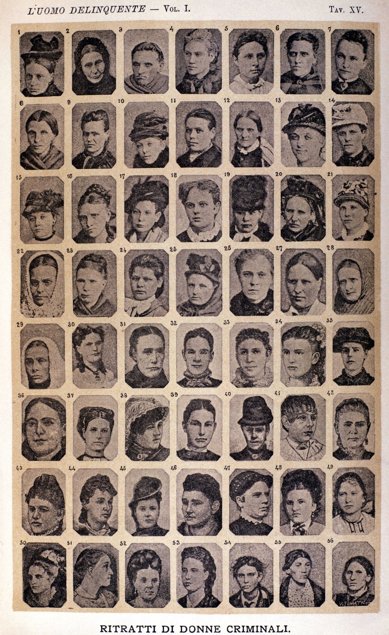 Porträts krimineller Frauen. Album mit Fotografien, gesammelt von Cesare Lombroso (1835-1909), italienischer Kriminologe: „Der kriminelle Mensch“ von Unknown photographer