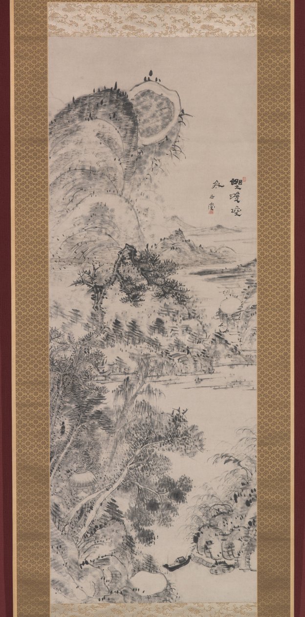 Leere Fähre an einer Wildniskreuzung, ca. 1800 von Uragami Gyokudo