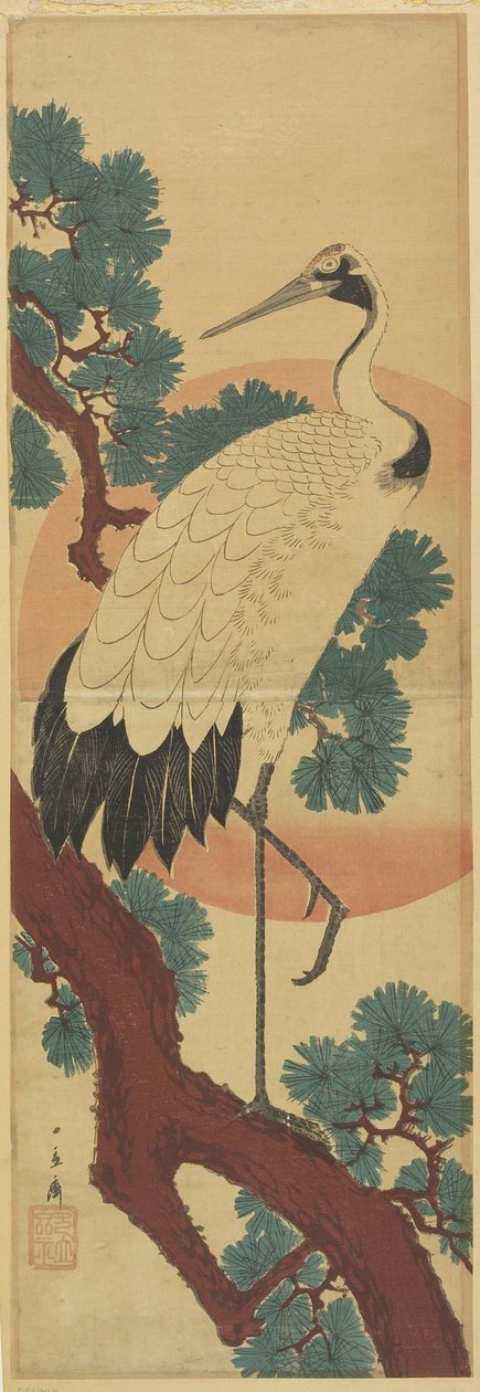 (Kranich auf Kieferzweig) von Utagawa Hiroshige