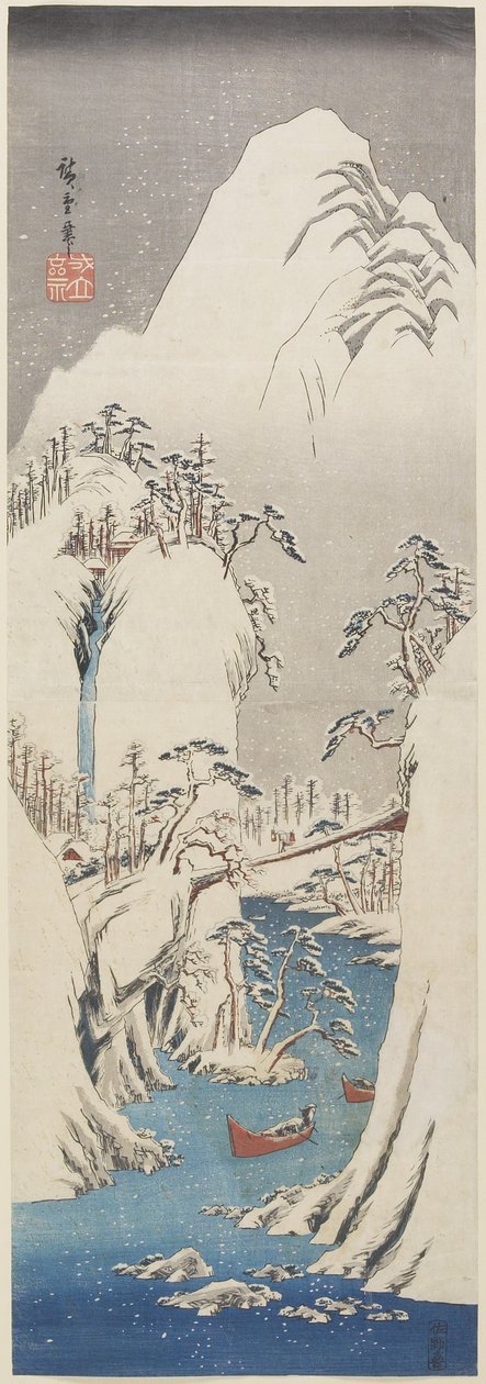 (Kiso-Schlucht im Schnee), ca. 1840-1842 von Utagawa Hiroshige