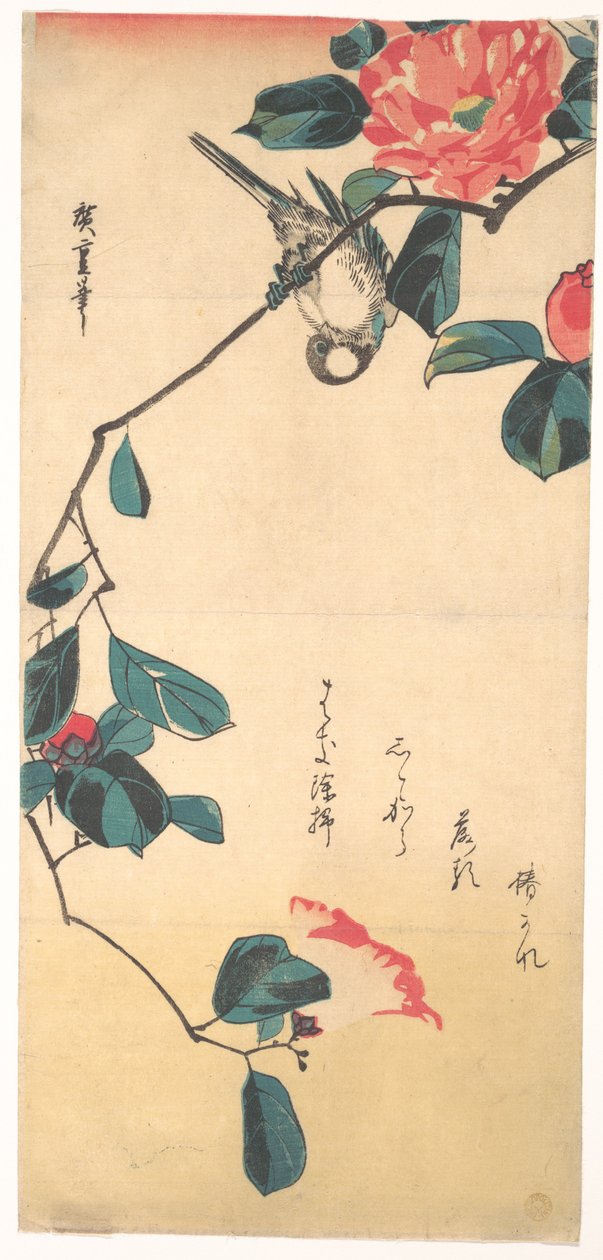 Kamelie und Gimpel von Utagawa Hiroshige