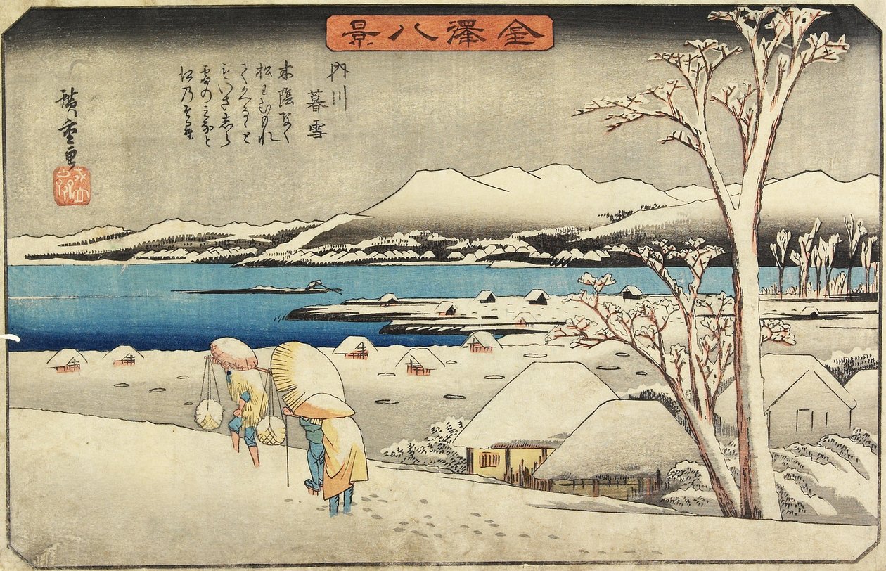 Abendschnee in Uchikawa, ca. 1835-1836 von Utagawa Hiroshige