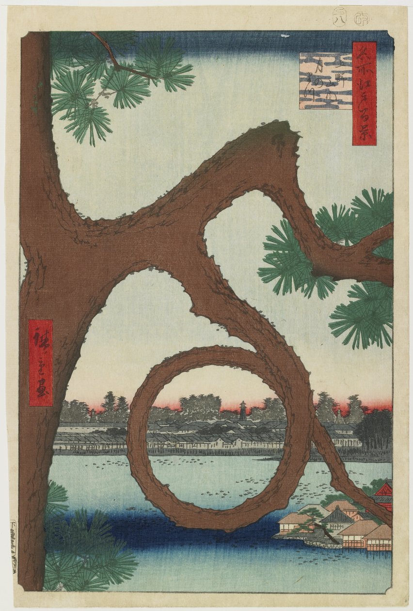 Mondkiefer, Ueno-Tempelbezirk, August 1857 von Utagawa Hiroshige