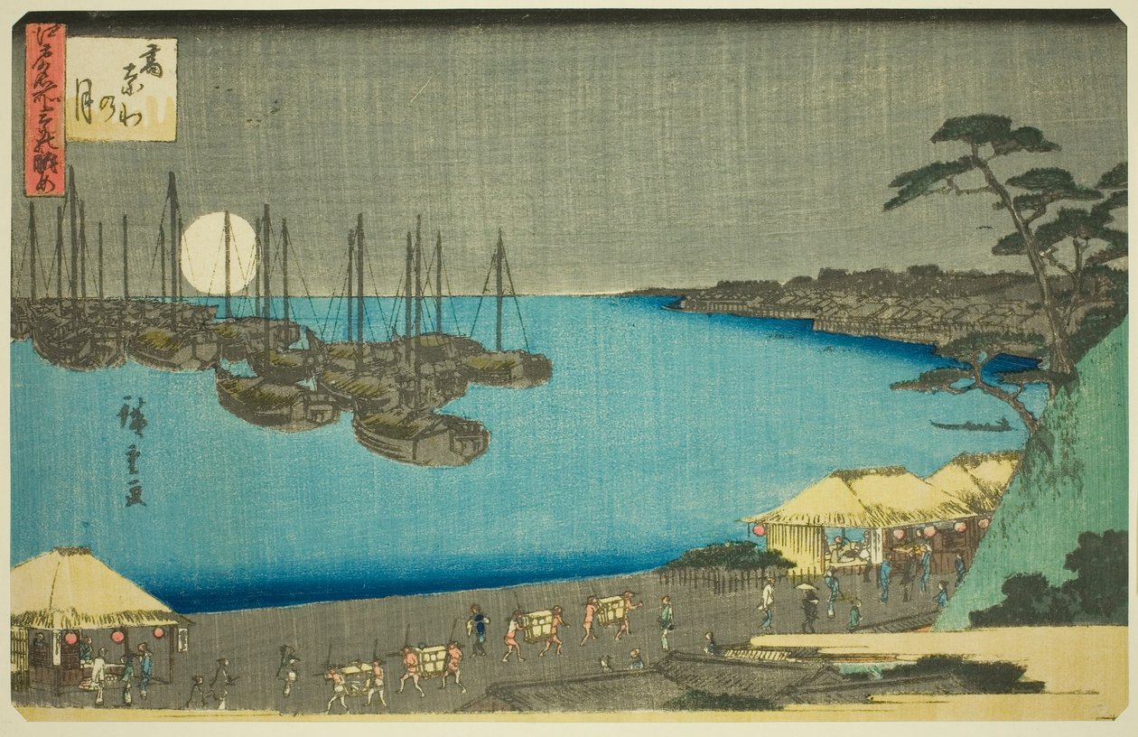Mond bei Takanawa (Takanawa no tsuki), aus der Serie Drei Ansichten berühmter Orte in Edo (Edo meisho mittsu no nagame) von Utagawa Hiroshige