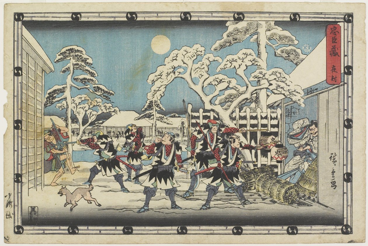 Nachtangriff, 1843-1847 von Utagawa Hiroshige