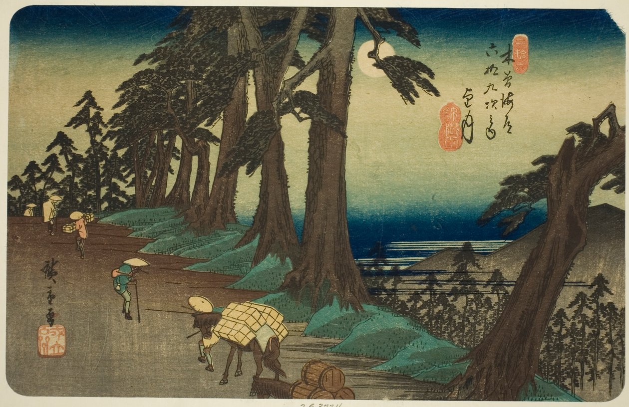 Nr. 26: Mochizuki, aus der Serie "Neunundsechzig Stationen der Kisokaido (Kisokaido rokujukyu tsugi no uchi)" von Utagawa Hiroshige