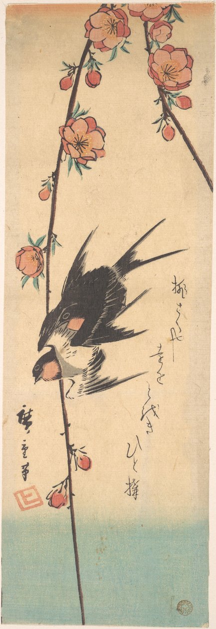 Birnenblüten und Schwalben von Utagawa Hiroshige