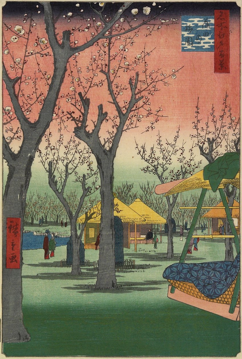 Pflaumengarten in Kamata, Februar 1857 von Utagawa Hiroshige