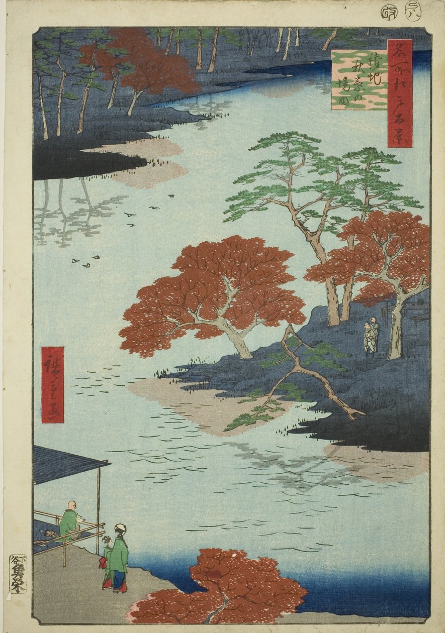 Bezirk des Akiba-Schreins, Ukeji (Ukeji Akiba no keidai), aus der Serie "Hundert berühmte Ansichten von Edo (Meisho Edo hyakkei)" von Utagawa Hiroshige