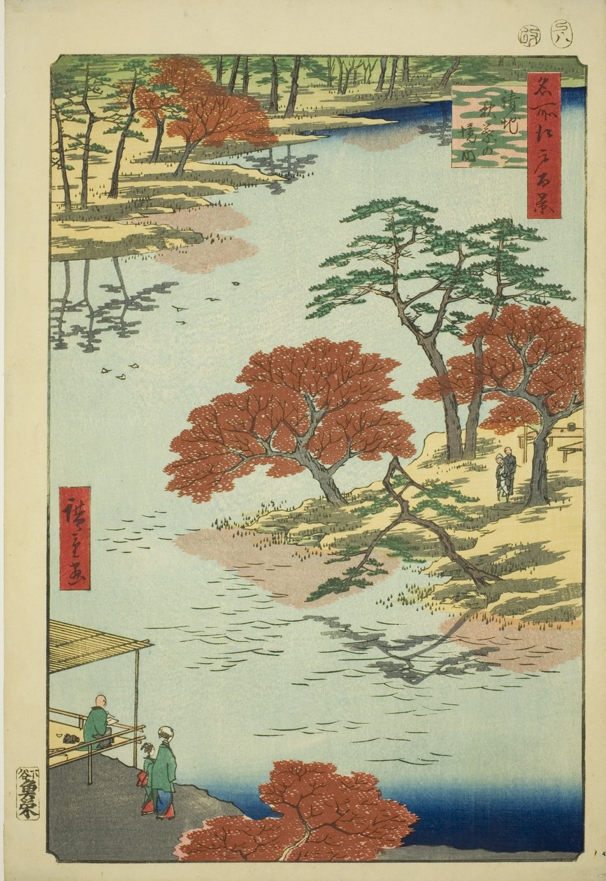 Bezirk des Akiba-Schreins, Ukeji (Ukeji Akiba no keidai), aus der Serie "Hundert berühmte Ansichten von Edo (Meisho Edo hyakkei)" von Utagawa Hiroshige