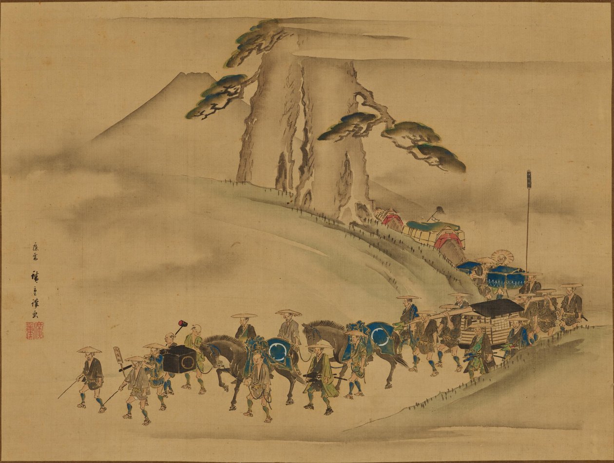 Prozession mit einem Pferdeopfer für den Kaiser von Utagawa Hiroshige