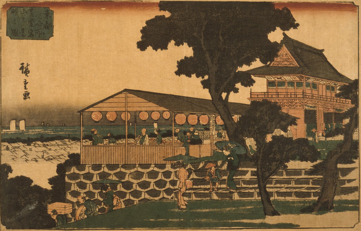 Restaurant mit Blick auf Tokio von Utagawa Hiroshige