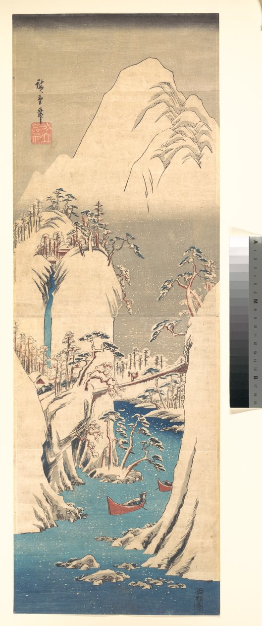 Flussschlucht im Schnee von Utagawa Hiroshige