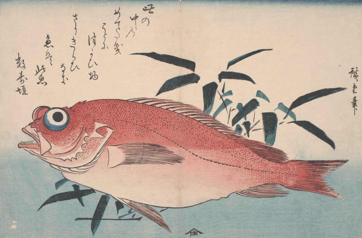 Meerbrasse und Bambusgras, 1840 von Utagawa Hiroshige