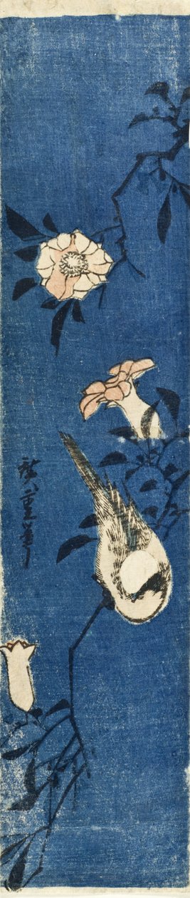 Würger auf Granatapfelzweig von Utagawa Hiroshige