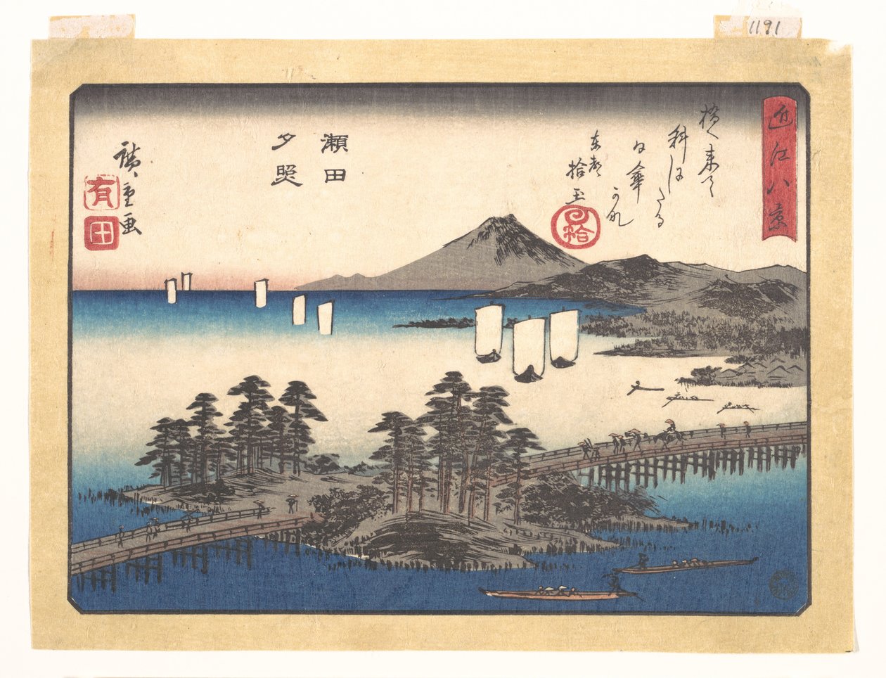 Abendglühen bei Seta, aus der Serie Acht Ansichten von Ōmi von Utagawa Hiroshige