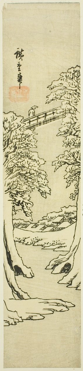 Die Affenbrücke im Winter von Utagawa Hiroshige