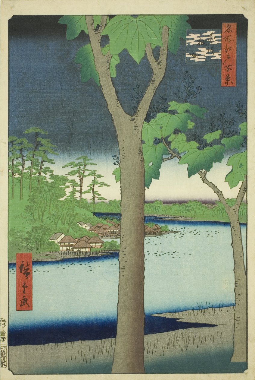 Der Paulownia-Hain in Akasaka, aus der Serie "Hundert berühmte Ansichten von Edo" von Utagawa Hiroshige