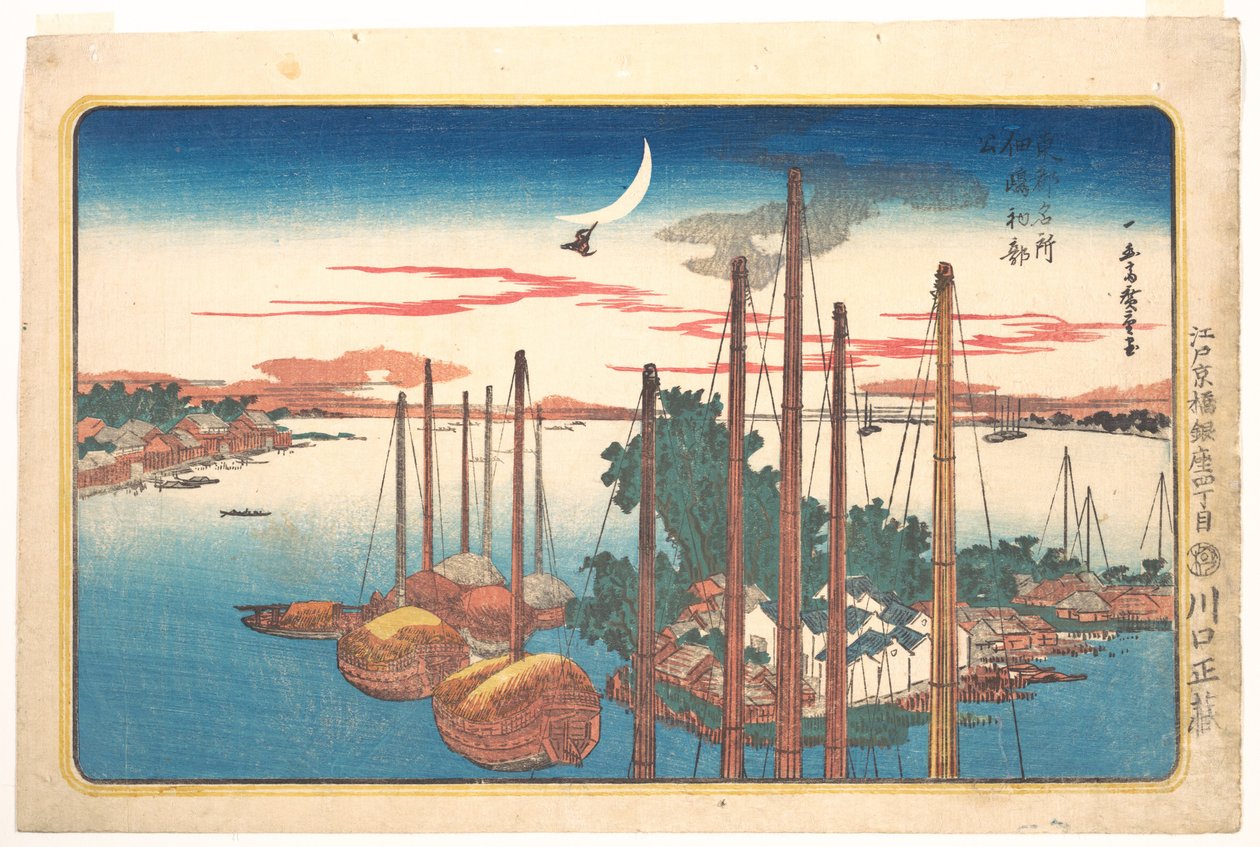 Das erste Kuckuckslied des Jahres auf Tsukudajima von Utagawa Hiroshige