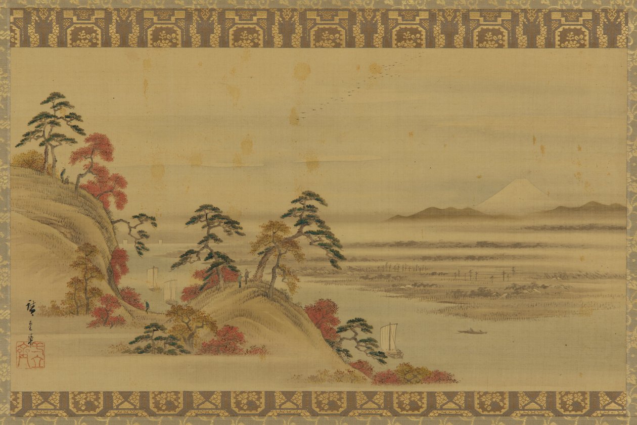 Flusslandschaft: rotes Laub und Berg Fuji, Edo-Zeit, Mitte 19. Jahrhundert von Utagawa Hiroshige II