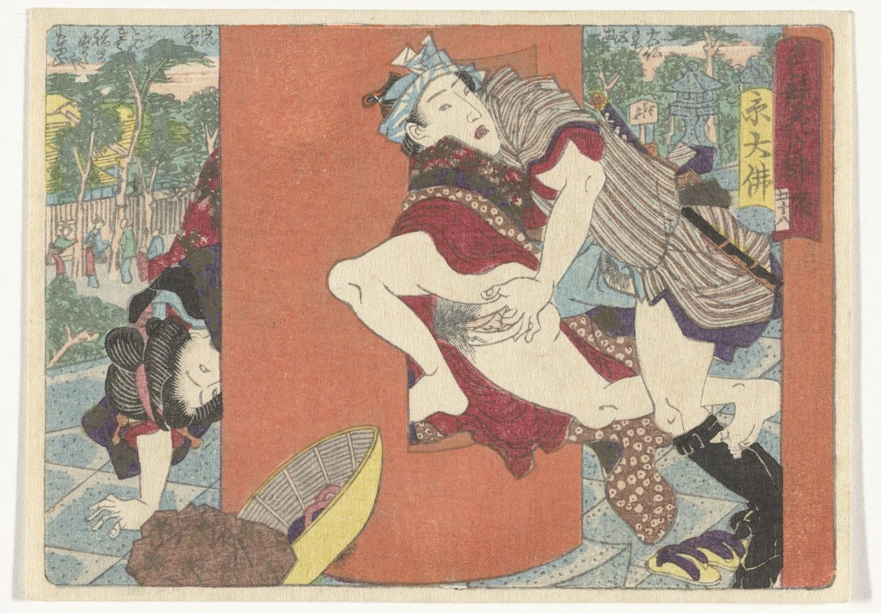 Eine Begegnung am Tempel von Utagawa Kunisada (I) (attributed to)