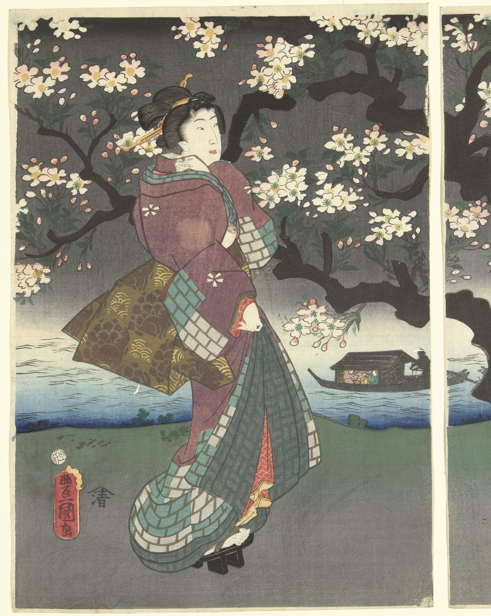 Abendspaziergang am Fluss von Utagawa Kunisada (I)