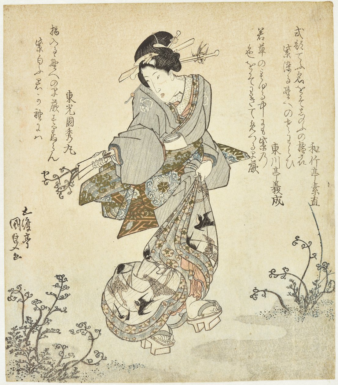 Frau bei der Farnernte von Utagawa Kunisada