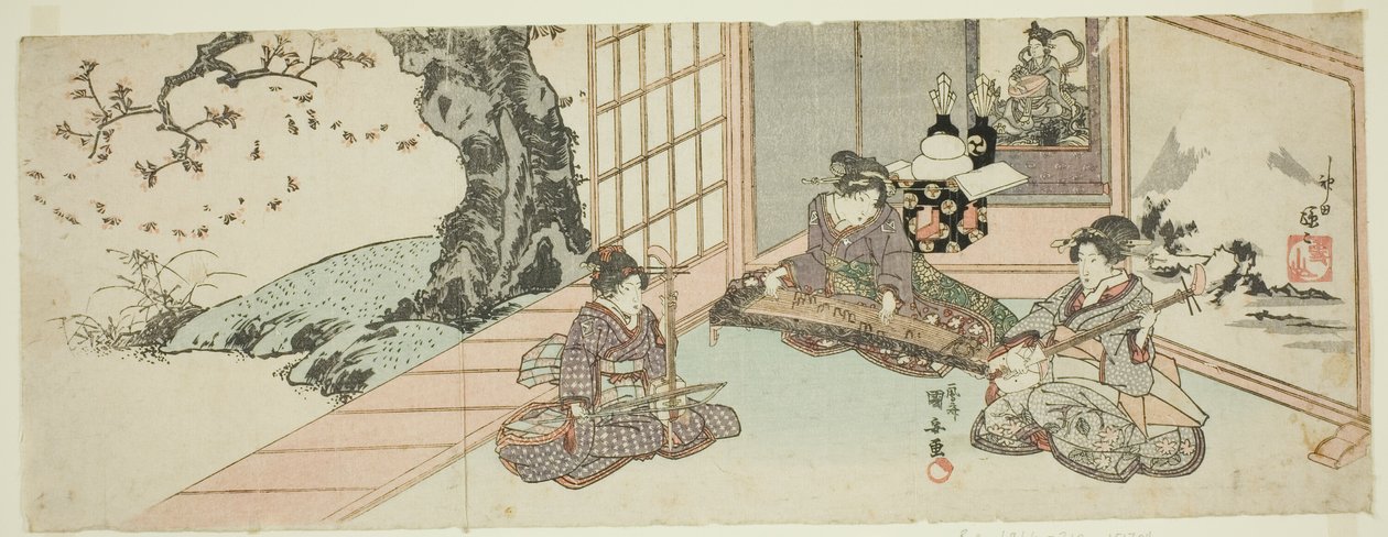 Damen spielen Instrumente von Utagawa Kuniyasu