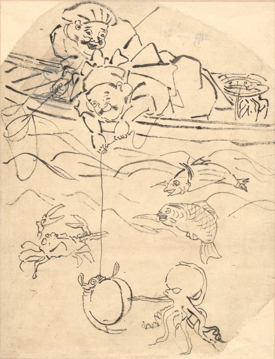 Daikoku und Ebisu, zwei der sieben Glücksgötter von Utagawa Kuniyoshi