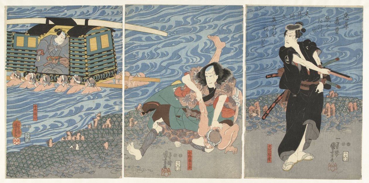 Kampf am Ufer des Oi-Flusses von Utagawa Kuniyoshi
