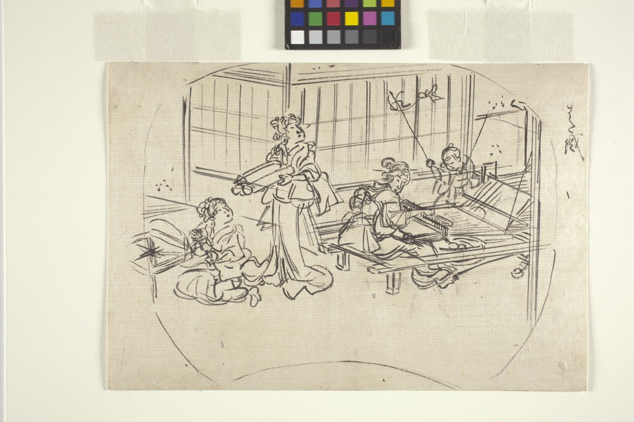 Hataori (Weben an einem Webstuhl) von Utagawa Kuniyoshi