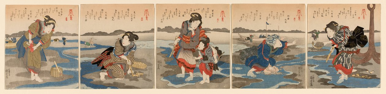 Ebbe bei Susaki - Ein Satz von fünf (Shiohi goban no uchi) von Utagawa Kuniyoshi