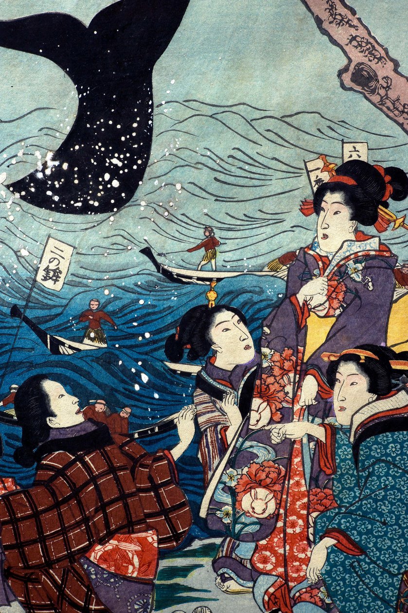 Das Gedeihen der sieben Küsten mit großen Fischen (Nana ura tairyō hanjō no zu) von Utagawa Kuniyoshi