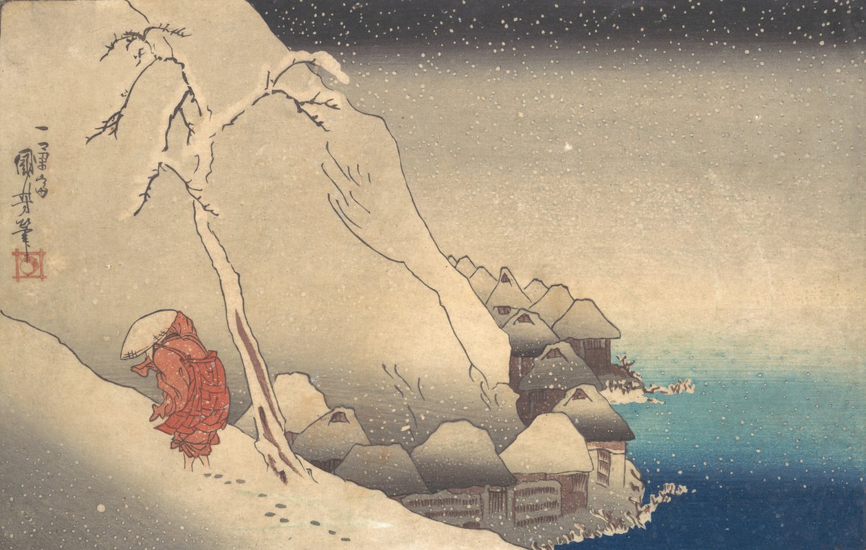 Reisen in einem Schneesturm, ca. 1830 von Utagawa Kuniyoshi